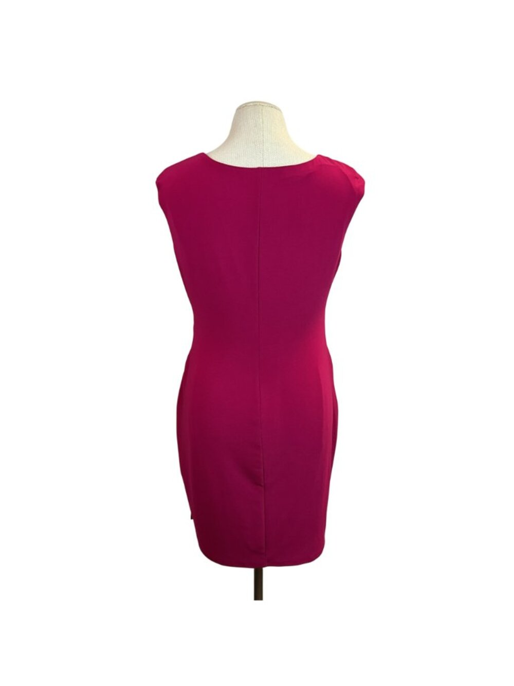 Lauren Ralph Lauren Magenta Sleeveless Ruched Dress Keyhole Accent Womens 12P - Picture 6 of 11